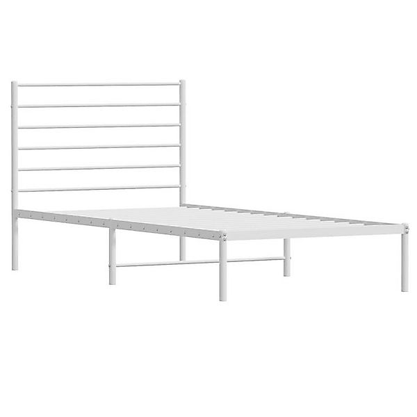 vidaXL Bettgestell Bettrahmen mit Kopfteil Metall Weiß 90x200 cm Bett Bettg günstig online kaufen