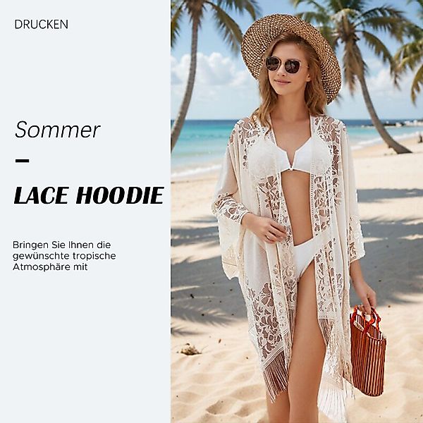 Refttenw Strickjacke Badebekleidung,Sexy Eleganter Spitzen-Kimono Strandpon günstig online kaufen