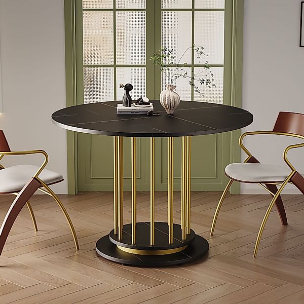 IDEASY Esstisch Runder Marmoroptik-Esstisch mit Metallgestell günstig online kaufen