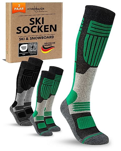 sockenkauf24 Skisocken Merino Herren 2 Paar Ski Kniestrümpfe Merinowolle (2 günstig online kaufen