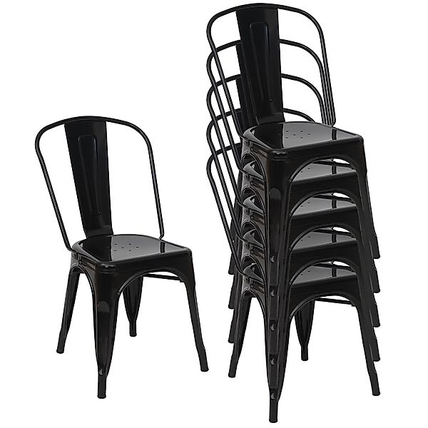 CHEFGASTRO Stuhl 6er-Set 87x45x43cm Sitzhöhe 44cm Metall Industriedesign St günstig online kaufen