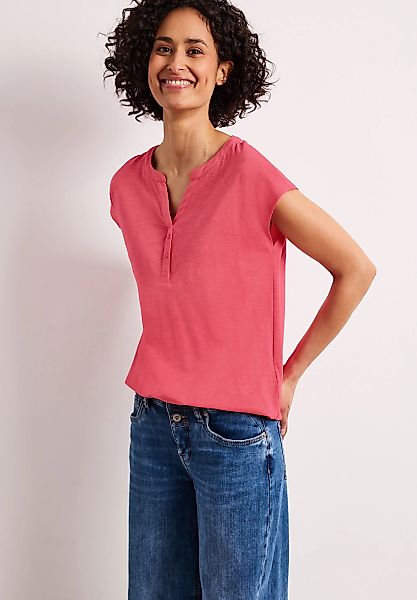 STREET ONE T-Shirt mit geschlitztem Rundhalsausschnitt günstig online kaufen
