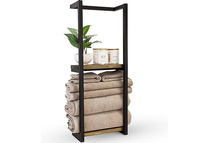 SURFOU Handtuchhalter 2-ebiger Badezimmerregal mit Holzregal (Bohrung erfor günstig online kaufen