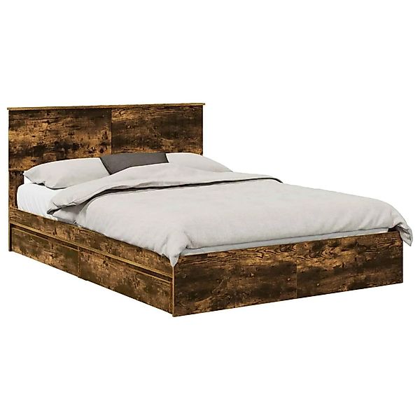 vidaXL Stauraumbett Räuchereiche 140 x 190 cm Holzwerkstoff 3410802 günstig online kaufen