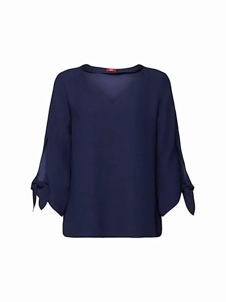 Esprit Collection Langarmbluse Stretch-Bluse mit offenen Kanten günstig online kaufen
