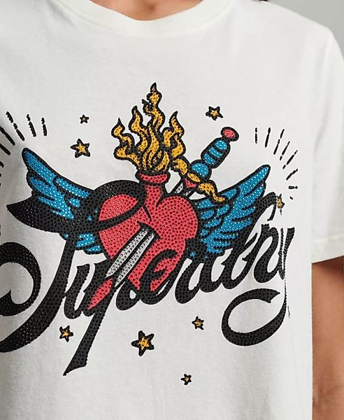 Superdry T-Shirt TATTOO SCRIPT GRAPHIC T SHIRT Ecru günstig online kaufen