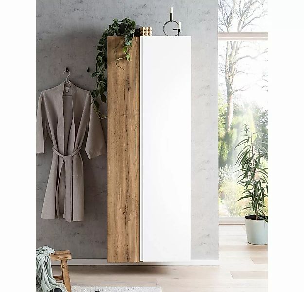 Lomadox Hochschrank VASTO-03-WHITE Badezimmer 65cm in Wotan Eiche Nb. mit w günstig online kaufen