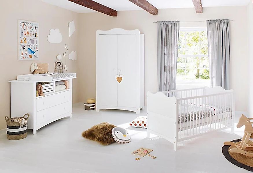 Pinolino® Babyzimmer-Komplettset »Florentina«, (Set, 3 tlg., Kinderbett, Sc günstig online kaufen