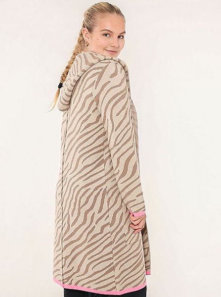 Zwillingsherz Strickjacke "Zebra" Animal-Muster, Kapuze, Langarm, Kontrast- günstig online kaufen