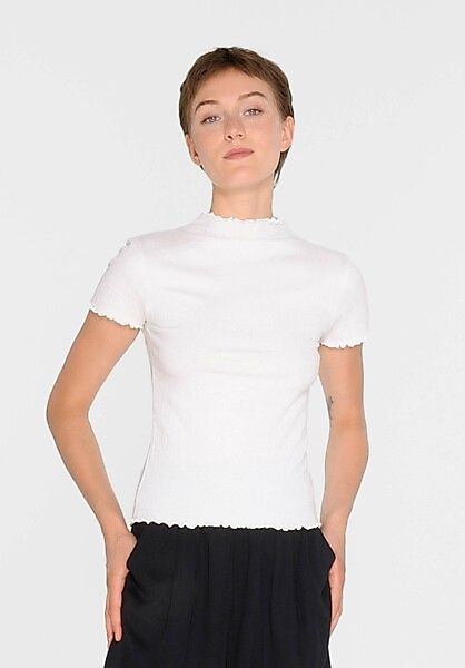 Damen T-shirt Structured Mit Tulpenkragen günstig online kaufen