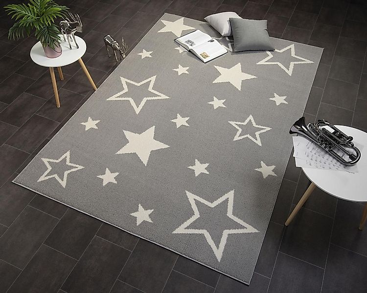 OCI DIE TEPPICHMARKE Teppich »Kiddy Star«, rechteckig, 11 mm Höhe, Sterne, günstig online kaufen