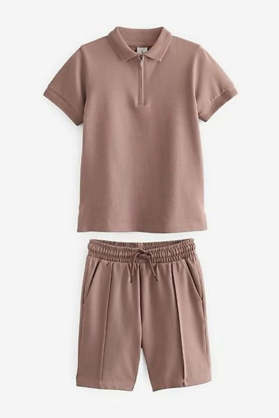Next T-Shirt & Shorts Poloshirt mit Reißverschluss-Ausschnitt + Shorts (2-t günstig online kaufen