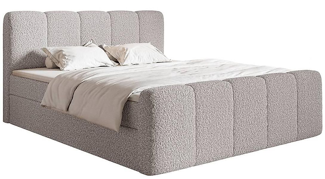 NADUVI Collection | Boxspringbett Chloe 160x200 Bouclé mit Stauraum günstig online kaufen