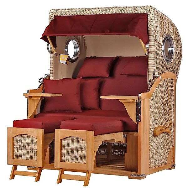 bene,iving Strandkorb Komplettset Ammersee Teak Bullauge PE Shell Modell 55 günstig online kaufen