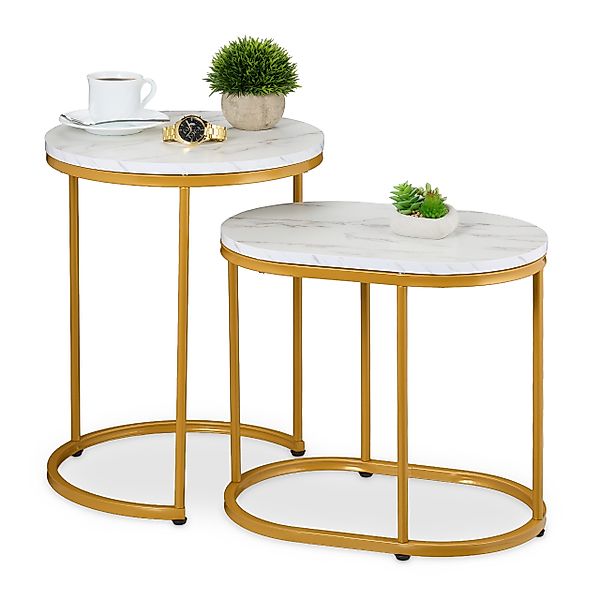 relaxdays Satztisch 2er Set Marmoroptik & günstig online kaufen
