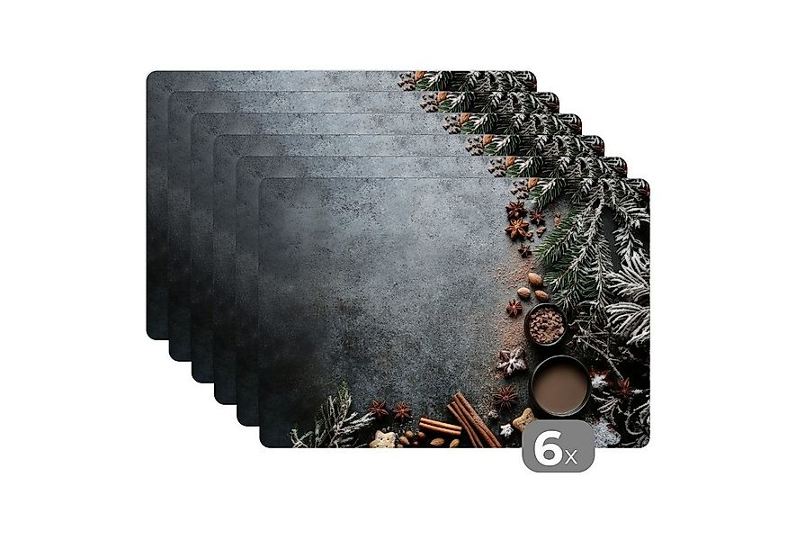 MuchoWow Platzset Winter - Kräuter - Schnee - Schokolade, (6-St), Platzsets günstig online kaufen