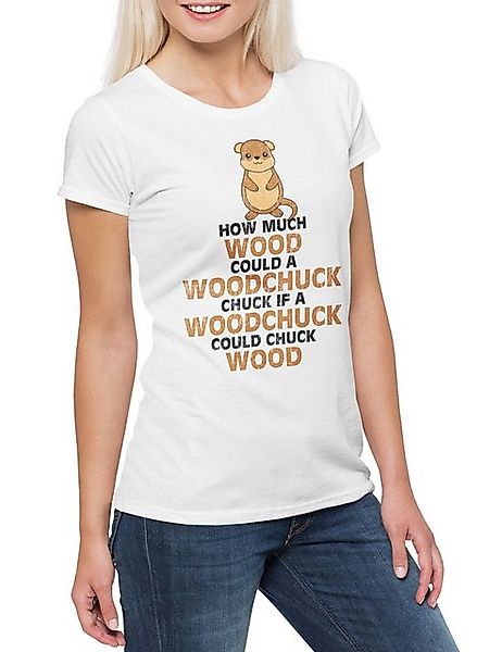 Urban Backwoods Print-Shirt Woodchuck Damen T-Shirt Holzfäller Axt Waldarbe günstig online kaufen