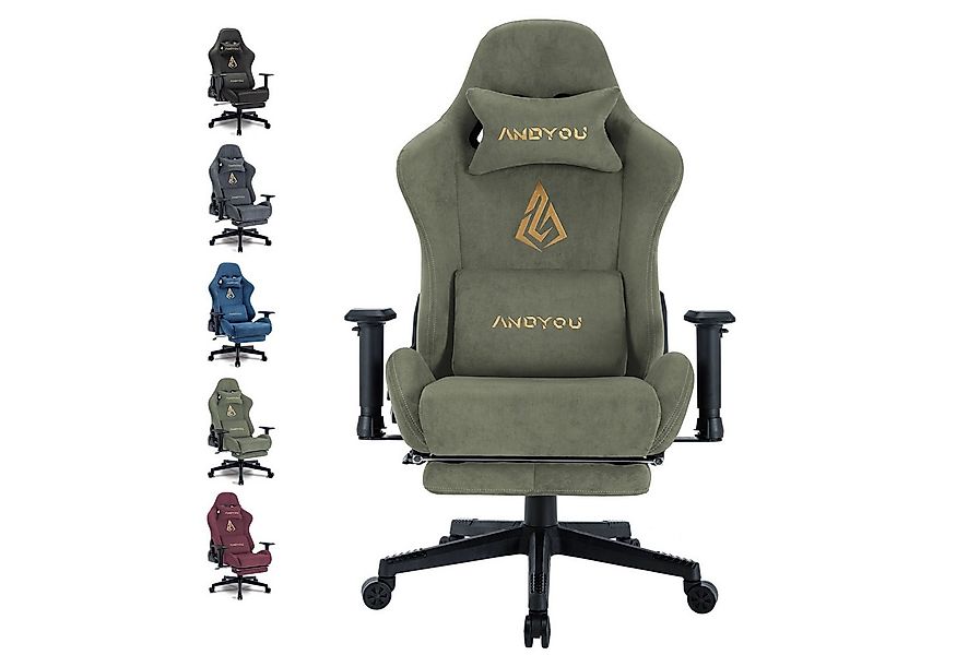 ANDYOU Gaming-Stuhl mit atmungsaktivem Alcantara-Bezug, drehbar, ergonomisc günstig online kaufen