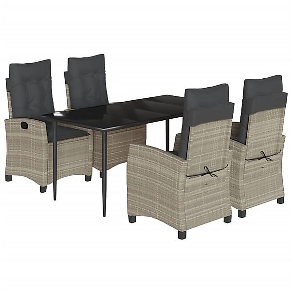 vidaXL 5-Tlg Garten-Essgruppe mit Kissen Hellgrau Poly Rattan 3212846 günstig online kaufen