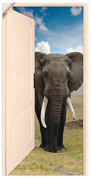 Artland Wandbild "Offene weiße Türe mit Blick auf Elefant", Wildtiere, (1 S günstig online kaufen