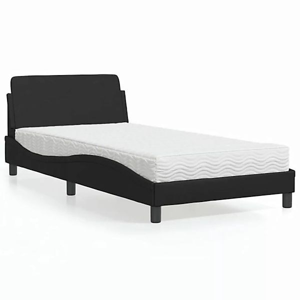 vidaXL Bett Bett mit Matratze Schwarz 100x200 cm Kunstleder günstig online kaufen