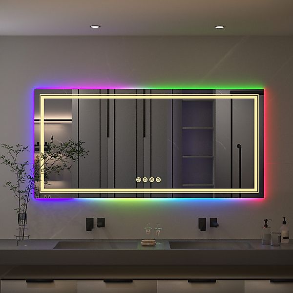 LUVODI Badspiegel Badezimmerspiegel mit RGB LED-Beleuchtung, günstig online kaufen
