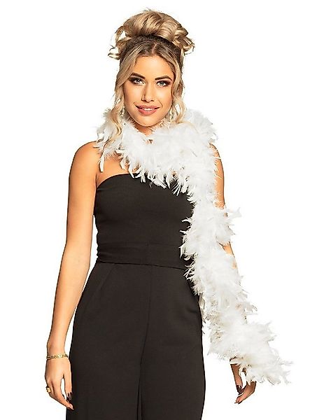 Boland Kostüm Federboa 80 g – weiß, Farbenprächtiger Federschal von 180 cm günstig online kaufen