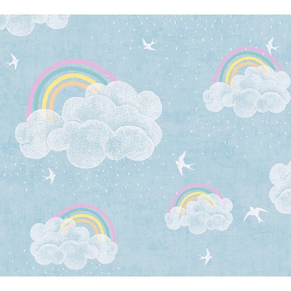 A.S. Creation Vliestapete Wolken Regenbogen 10,05 m x 0,53 m Blau-Bunt FSC® günstig online kaufen