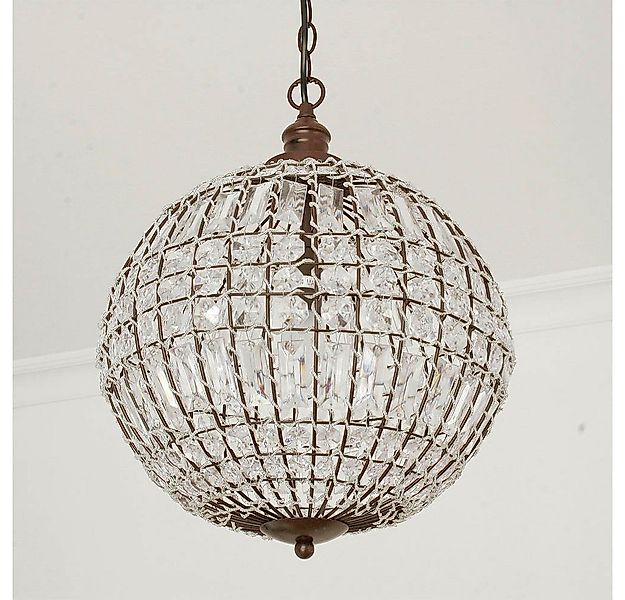 Grafelstein Hängeleuchte Kugellampe CRISTAL mit Kristallen D34cm antik brau günstig online kaufen
