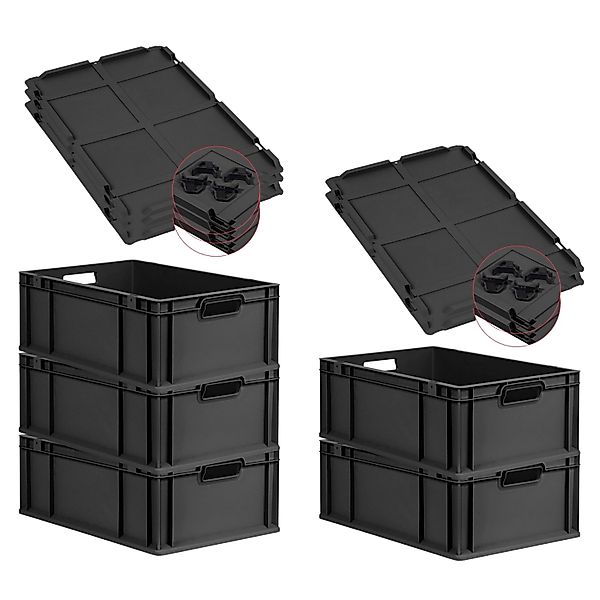 PROREGAL SparSet 5x Eurobox Nextgen Grip Mit Auflagedeckel Und Schwarzen Ve günstig online kaufen
