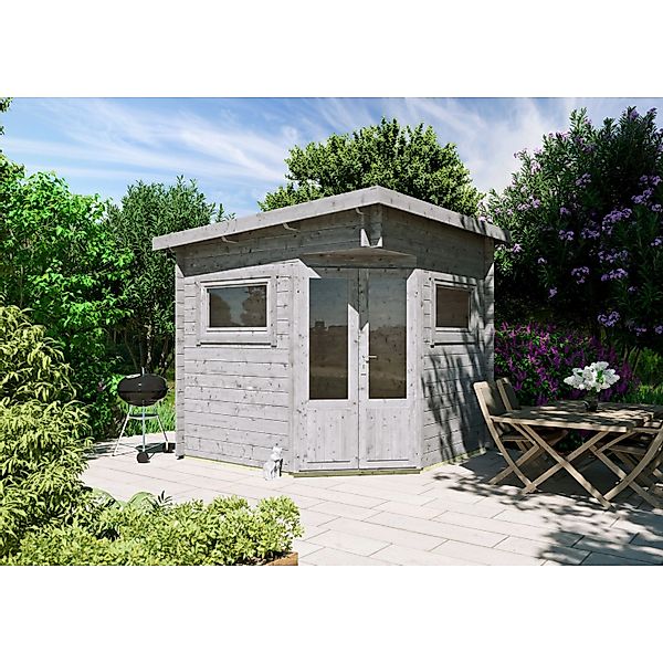Fjordholz 5-Eck Gartenhaus Modell Leva 2A Grau Imprägniert günstig online kaufen