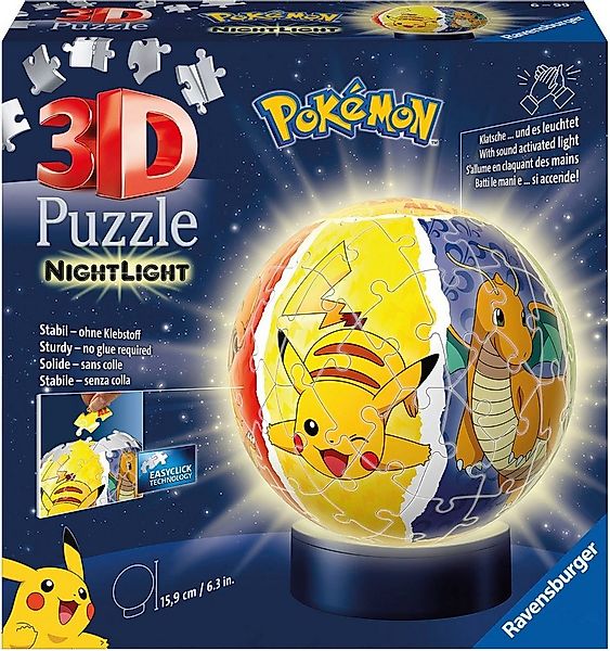Ravensburger 3D-Puzzle Nachtlicht - Pokémon, 72 Puzzleteile, mit Leuchtsock günstig online kaufen
