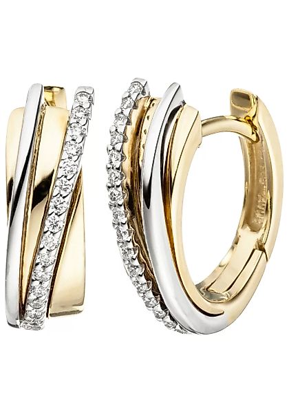 JOBO Paar Creolen, 585 Gold bicolor mit 32 Diamanten günstig online kaufen