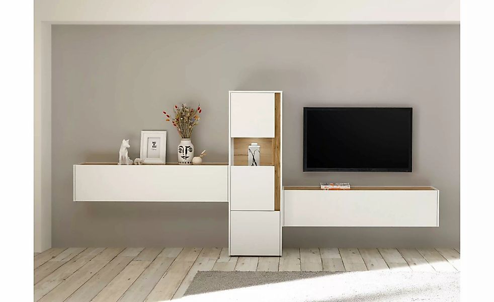 Wohnwand  Cande ¦ weiß ¦ Maße (cm): B: 350 H: 40 Kommoden & Sideboards > Wo günstig online kaufen