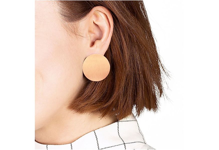 ALEXASCHA Paar Ohrstecker Große runde Ohrringe aus gebürstetem Edelstahl • günstig online kaufen