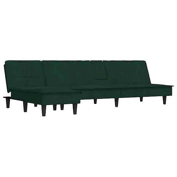 vidaXL Schlafsofa in L-Form Dunkelgrün 255x140x70 cm Samt 3157262 günstig online kaufen
