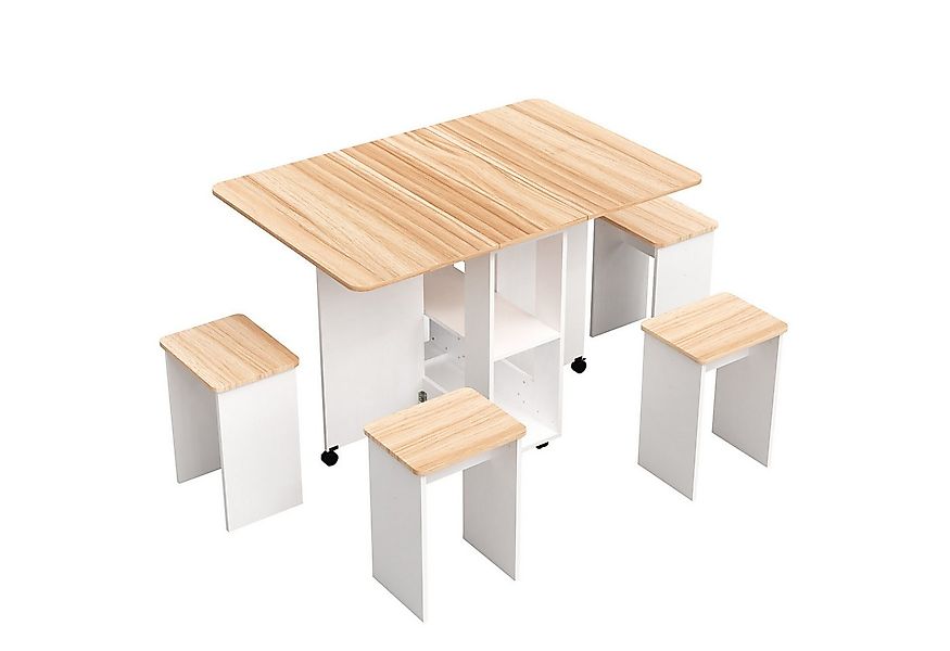 Mondeer Essgruppe Esstisch mit 4 Hockern, Platzsparend, 3-in-1-Funktion, Ro günstig online kaufen