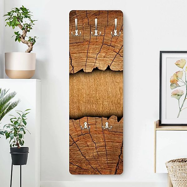 Wandgarderobe Holzpaneel Holzstruktur günstig online kaufen