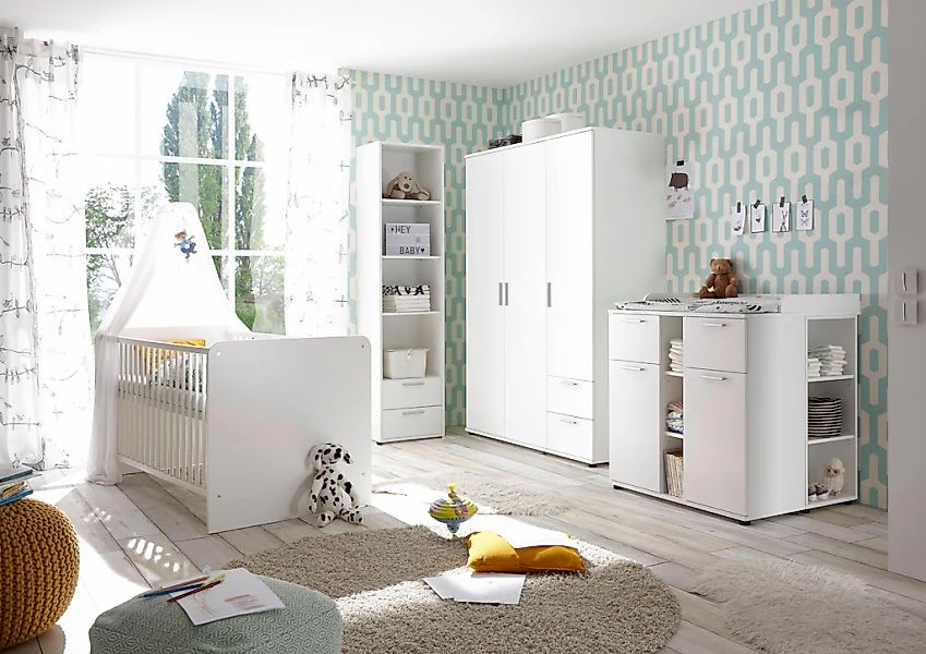 Begabino Babyzimmer-Komplettset "Bibo" Set, Bett, Wickelkommode, Schrank, 3 günstig online kaufen
