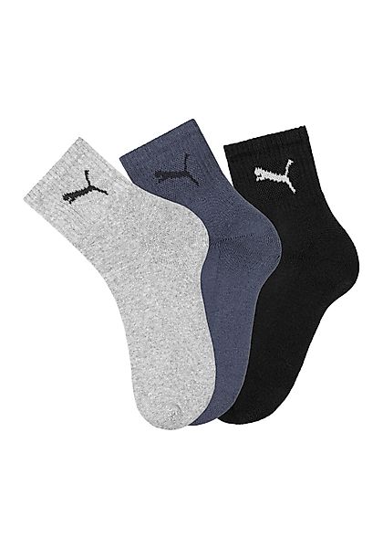 PUMA Sportsocken "short crew" 3 Stk. tlg. gepolsterte Frottee-Sohle, atmung günstig online kaufen