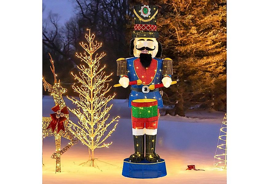 COSTWAY Weihnachtsfigur, 185cm hoher Nussknacker, mit 100 LED-Lichtern günstig online kaufen