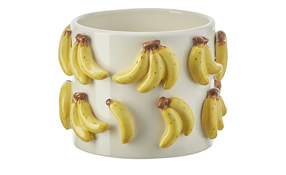 HOME STORY Übertopf Bananen ¦ weiß ¦ Dolomite ¦ Maße (cm): H: 11,4  Ø: 15.5 günstig online kaufen