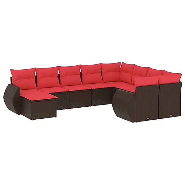 vidaXL 10-Tlg Gartensofa-Set mit Kissen Braun Polyrattan 3221863 günstig online kaufen