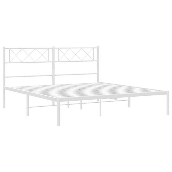 vidaXL Bettgestell Bettrahmen mit Kopfteil Metall Weiß 140x200 cm Bett Bett günstig online kaufen