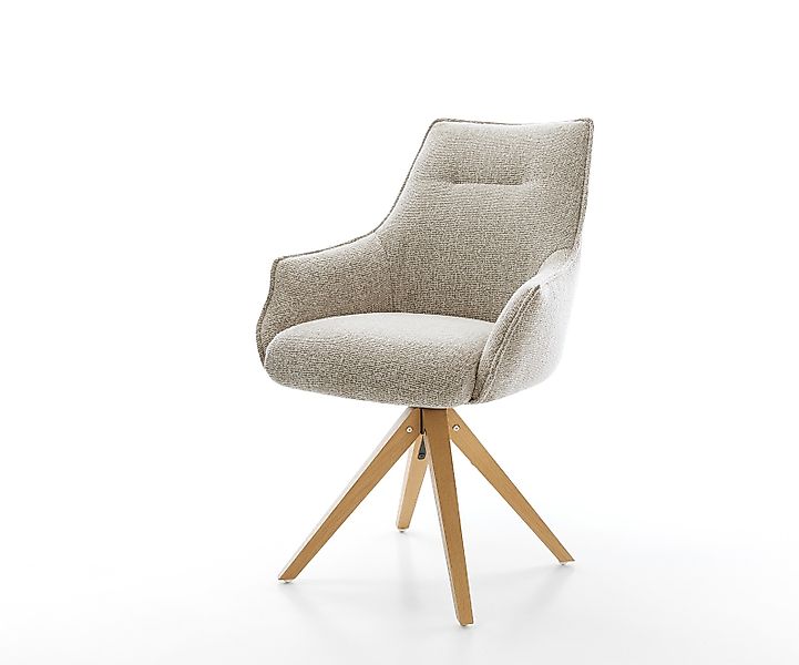 Drehstuhl Alja-Flex mit Armlehnen Webstoff Soft Beige Holzgestell kantig Na günstig online kaufen