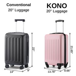 KONO Handgepäckkoffer Hartschale Koffer Zwillingsrollen ABS günstig online kaufen