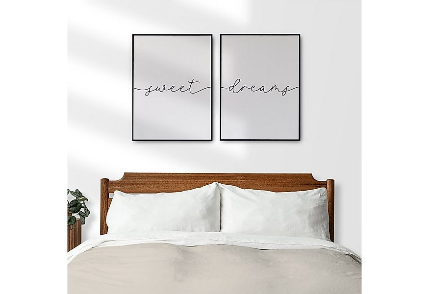 Tigerlino Poster Sweet Dreams 2er Set Schlafzimmer Poster Bett Wandbild Sch günstig online kaufen
