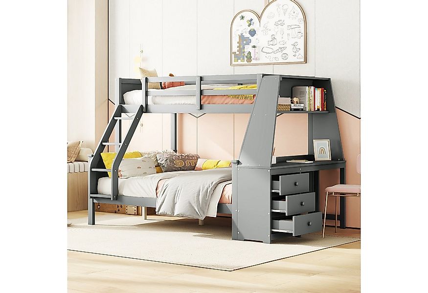 Flieks Etagenbett, Holzbett Kinderbett 90x200cm/140x200cm mit Schreibtisch günstig online kaufen