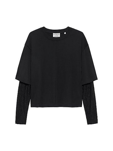 Catwalk Junkie Langarmshirt Loose fit Tshirt with lace sleeves günstig online kaufen