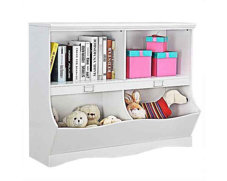 COSTWAY Bücherregal, Kinder, mit 4 Fächern, Holz, weiß, 104,5x39,5x83,5cm günstig online kaufen